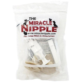 Large Miracle Nipple Puppy-Raccoon Pkg-2 - Includes 1 - 10 ml & 1 - 20 ml Oring Syringe - Lifeline Pet Supplies