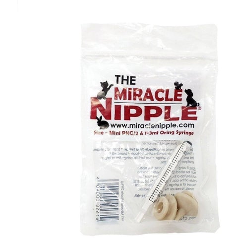 Image of Mini Miracle Nipple pkg-2 - Includes 1- 3ml Oring Syringe - Lifeline Pet Supplies